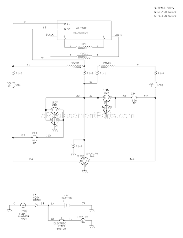 Page E Diagram and Parts List for 030216-1  Briggs and Stratton Generator